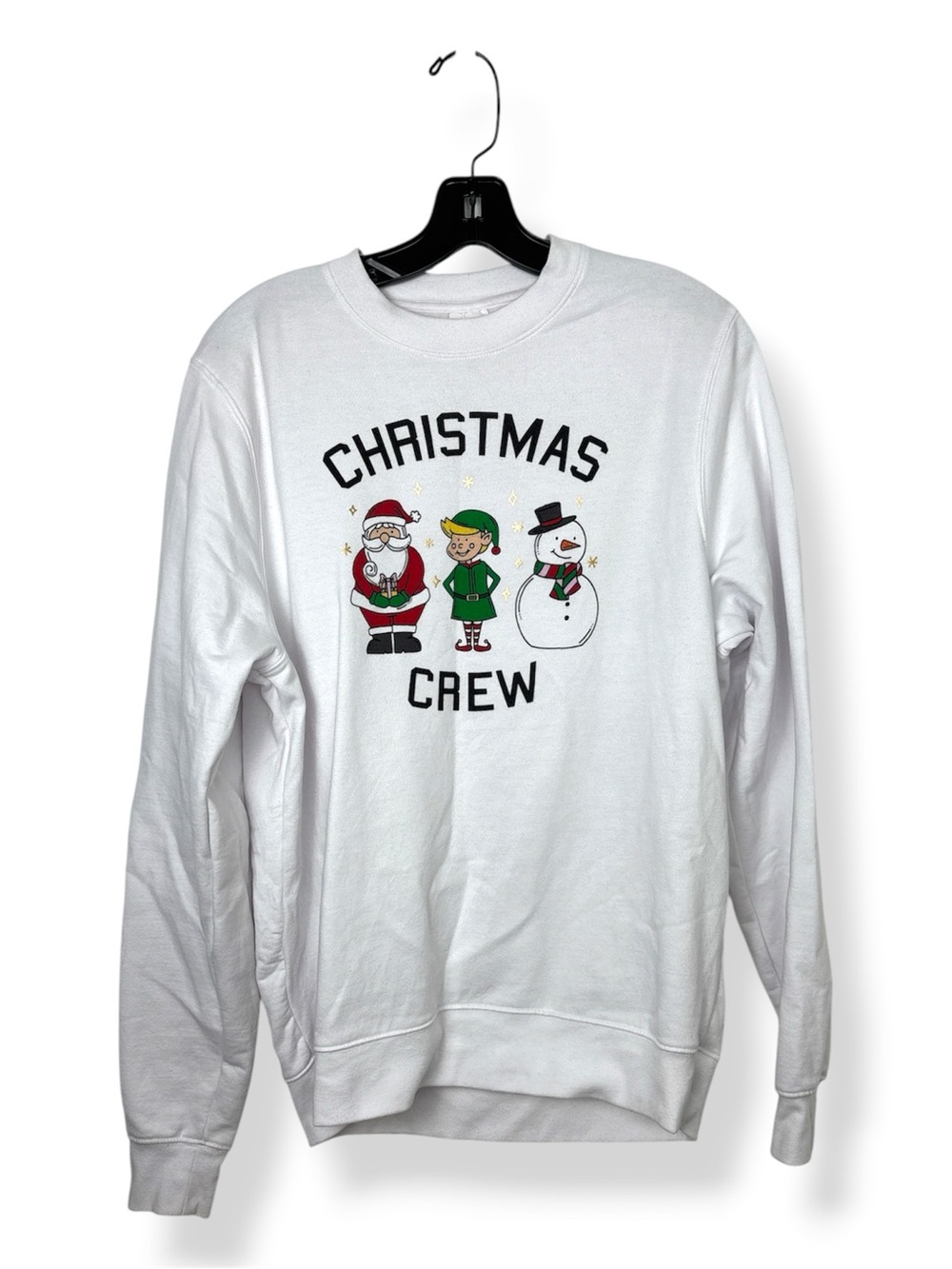 Celebrate It White 'Christmas Crew' Holiday Sweatshirt with Santa, Elf & Snowman